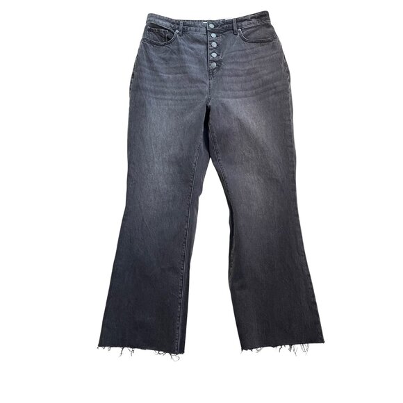 Loft Womens Curvy High Waist Flare Jeans Frayed Hem Button Fly Charcoal Gray u - Picture 2 of 11